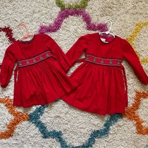 Bonnie Jean matching Christmas dresses 2T and 4T
